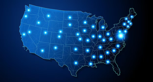 Map showing nationwide 48-state service coverage